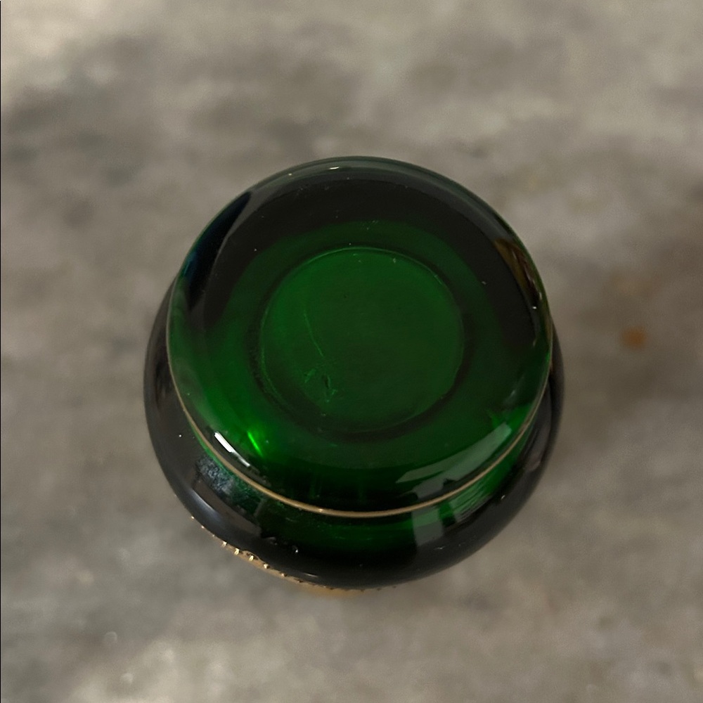 Bohemian Vintage Cobalt blue miniature glass vase, 24k gold enamel green - Picture 6 of 6